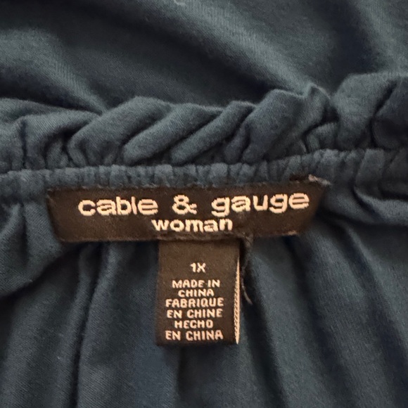 Cable & Gauge Deep Blue Blouse with Ruffle Trim - Picture 2 of 6